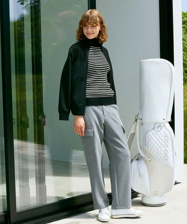 23区GOLF 袖コンシャスで華やかさを添えて◎【23Fondation/WOMEN】タートルネック カラーニット ブラック系1