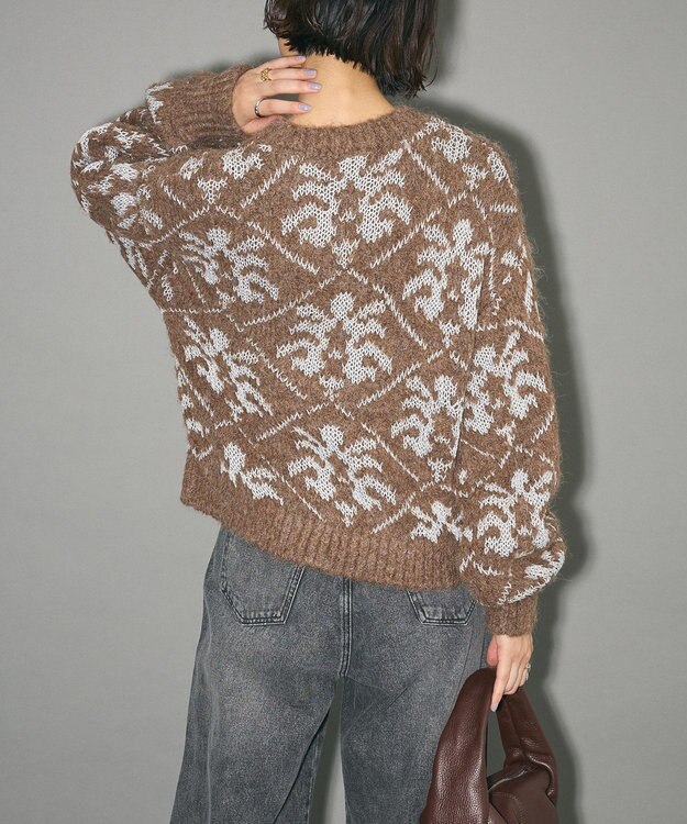 Green Parks ダマスク柄クルーネックニット Brown