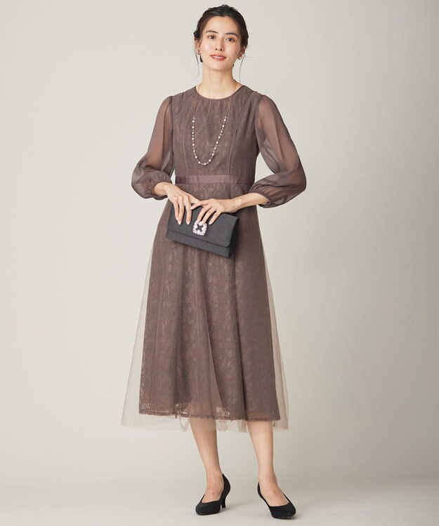 ANY SIS 【Lily calin】シアーレースクラシック ドレス モカ