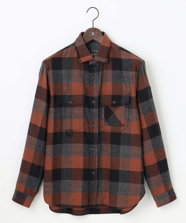 JOSEPH ABBOUD MOUNTAIN 【UNISEX】オーガニックマウンテン ネルシャツ オレンジ系4