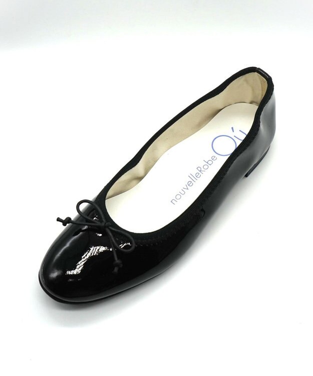 nouvelleRobe Oū 新色追加【本革・高反発】Round ラウンドトゥ バレエシューズ ブラックエナメル