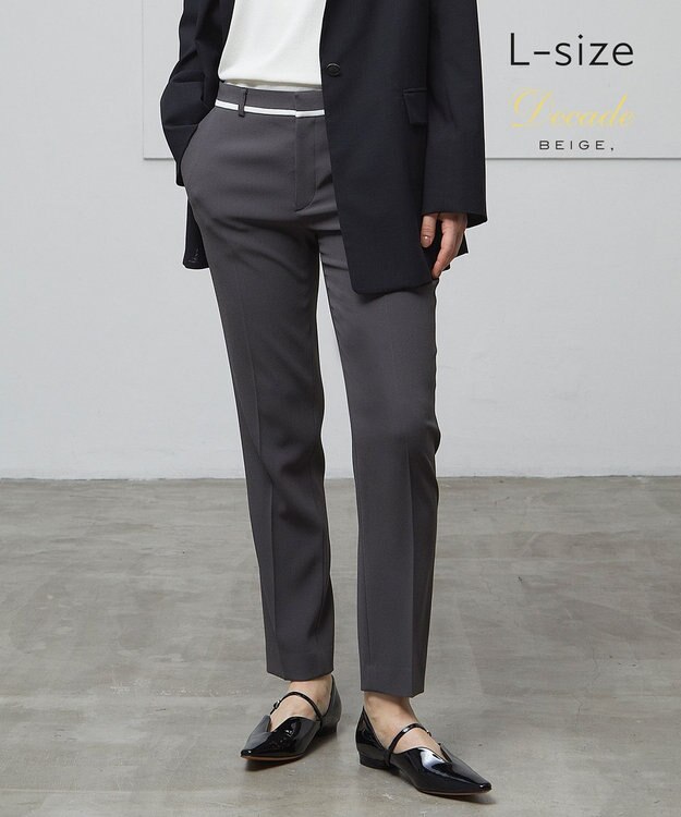 BEIGE， 【L-size】CINDY/クロップドパンツ C.Gray×White