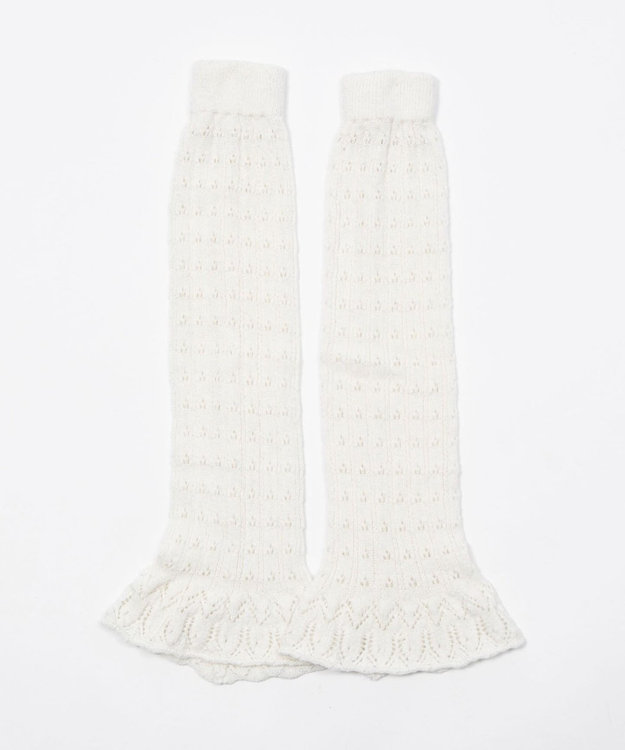WEGO 透かし編みフリルレッグカバー ホワイト
