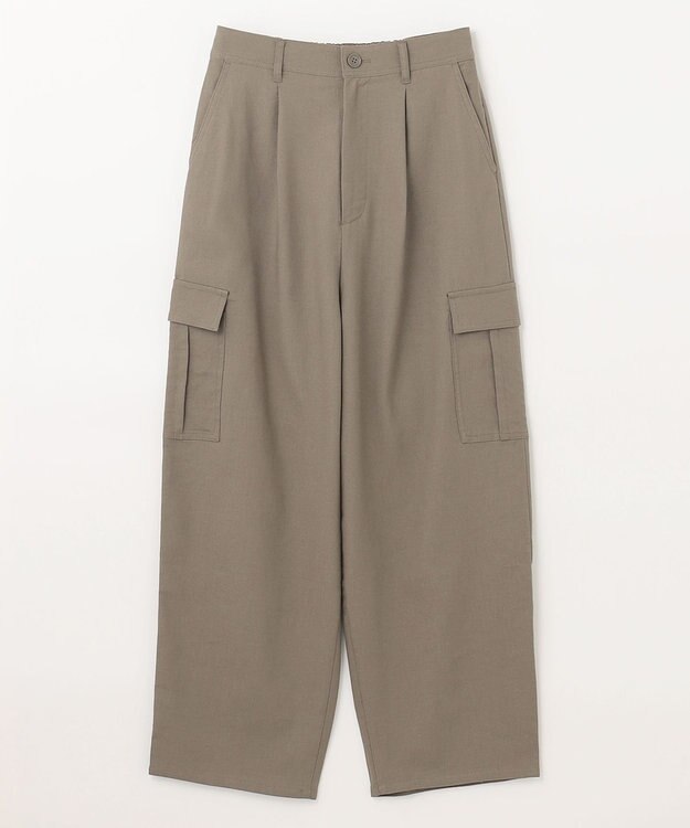 ANY 【ウエストゴム】清涼リネンカーゴパンツ ペールカーキ
