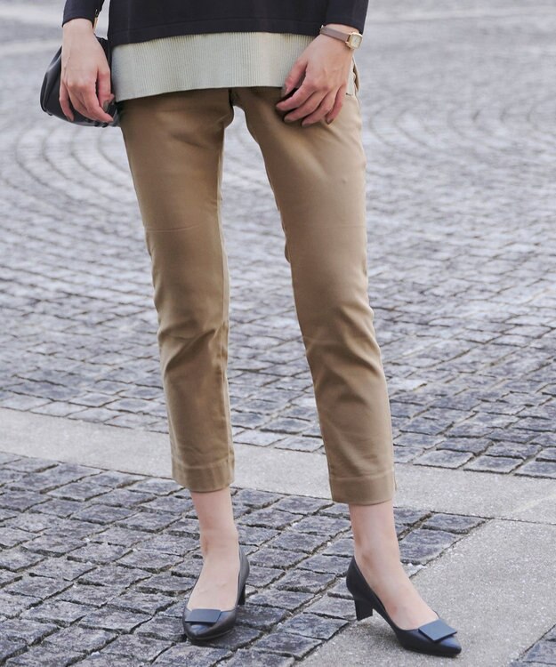 Tiaclasse 【洗える】裏起毛ストレッチテーパードパンツ キャメル