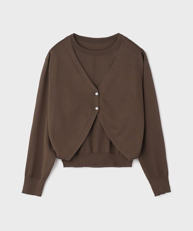 GRACE CONTINENTAL レイヤードニットトップ ブラウン