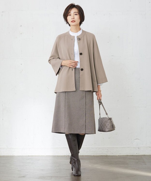 J.PRESS LADIES L 【洗える】Mixツイードチェック スカート ブラウン系3