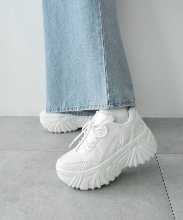 WEGO ボリュームレースアップスニーカー ホワイト