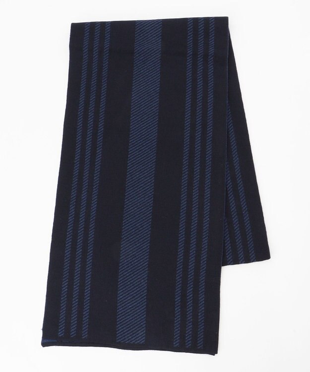 JOSEPH ABBOUD 【チクチクしない】リバーシブルSNOWYストライプマフラー ネイビー系2