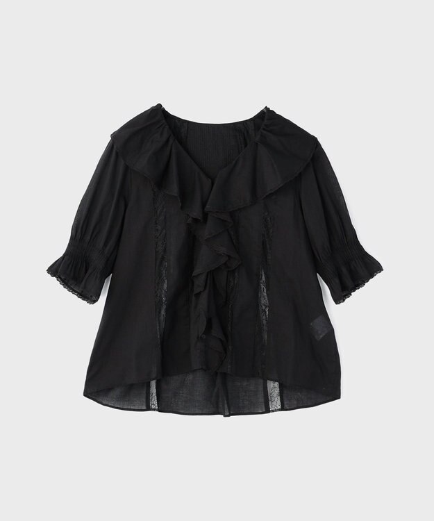 GRACE CONTINENTAL コットンフリルカラーブラウス ブラック