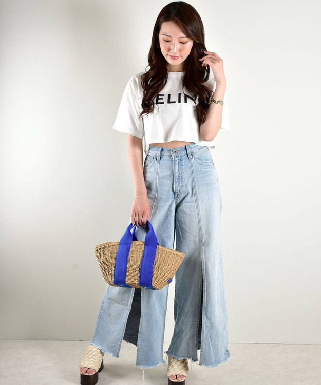 LA BAGAGERIE 【maison vert】 【ペーパー素材・多収納】ダブルハンドルかごバッグ ブルー