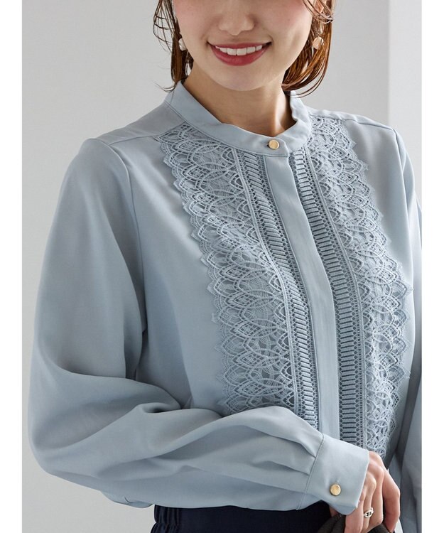 Te chichi フロントレースブラウス ブルー