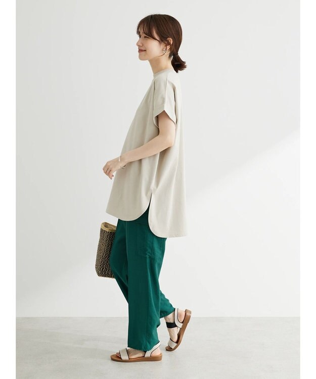 Green Parks 汗じみ防止Ｗカフスフレンチチュニック Off White