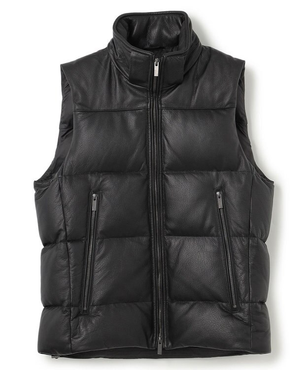 JOSEPH HOMME ライトゴートシュリンクレザー　ダウンベスト ブラック系