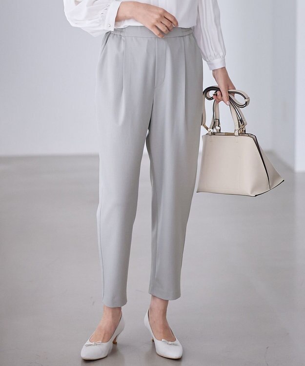 ANY イージーケアライトストレッチテーパードパンツ ライトグレー