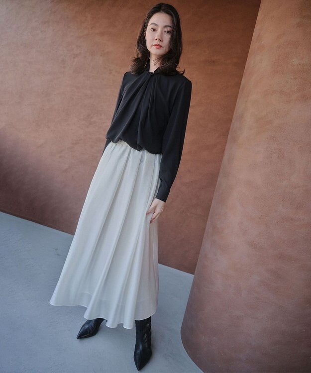 BEIGE， 【人気シリーズ】ANITA / ロングスリーブタックブラウス Black