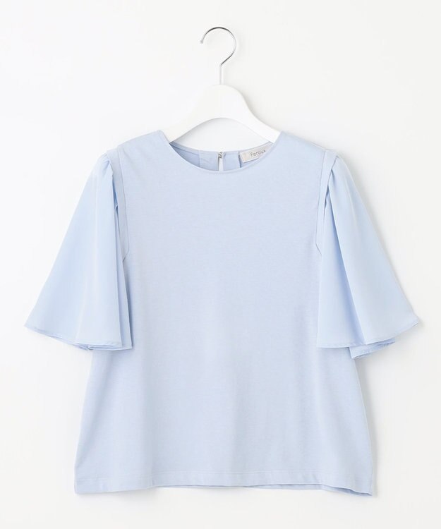 Feroux 【UVケア】ジョーゼットフレアスリーブ Tシャツ スカイブルー系