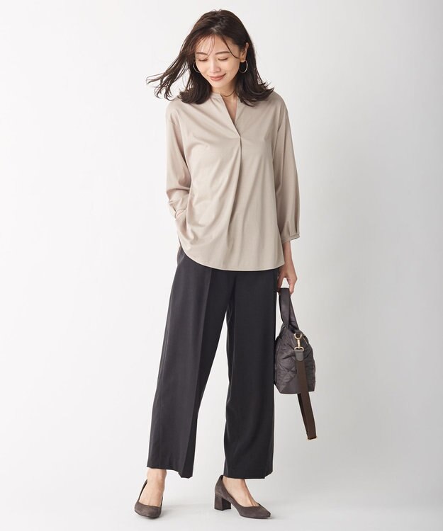 J.PRESS LADIES 【洗える】コットンセルロース チノ パンツ グレー系