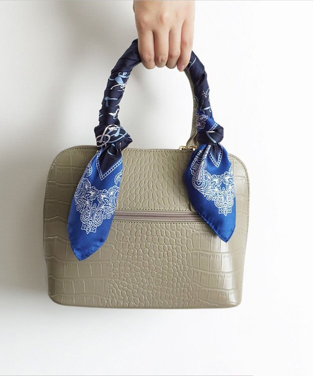 Marca ＜秋の新作＞【Marcaオリジナル】馬具＆ペイズリー 小判 シルクツイル スカーフ ネイビー