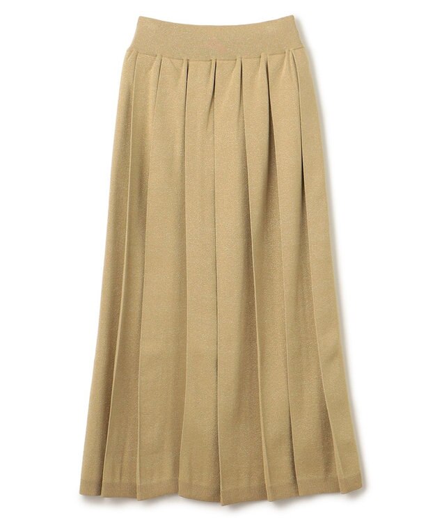 uncrave 【手洗い可】ドライタッチ ニット プリーツ スカート（uncrave WHITE） サンドベージュ×ゴールド