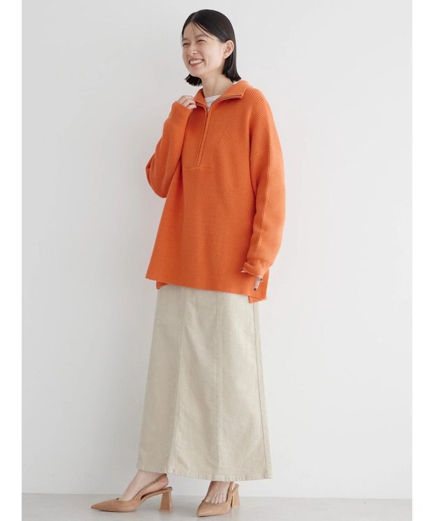 AMERICAN HOLIC バイパチハーフＺＩＰ片畦ニットプルオーバー　 Orange