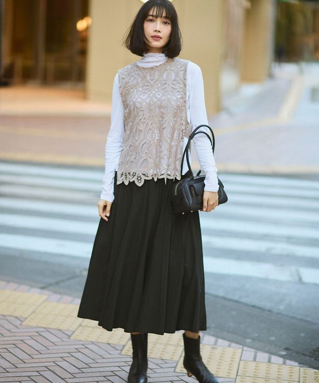 23区 シアーフライス レイヤード タートル カットソー ホワイト系