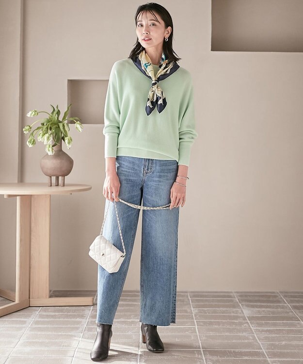 23区 【洗える】ウールブレンド ドルマン ニット ミント系
