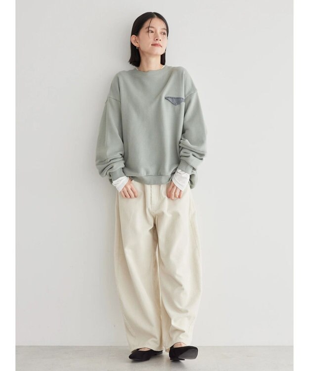 AMERICAN HOLIC ポケット付きバックドレープ裏毛プルオーバー Sax