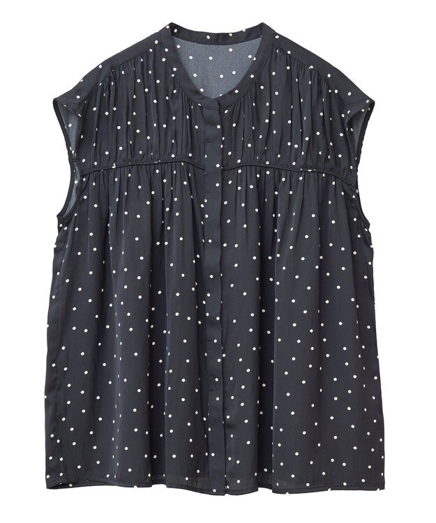 YECCA VECCA ドット柄ギャザーブラウス Camel