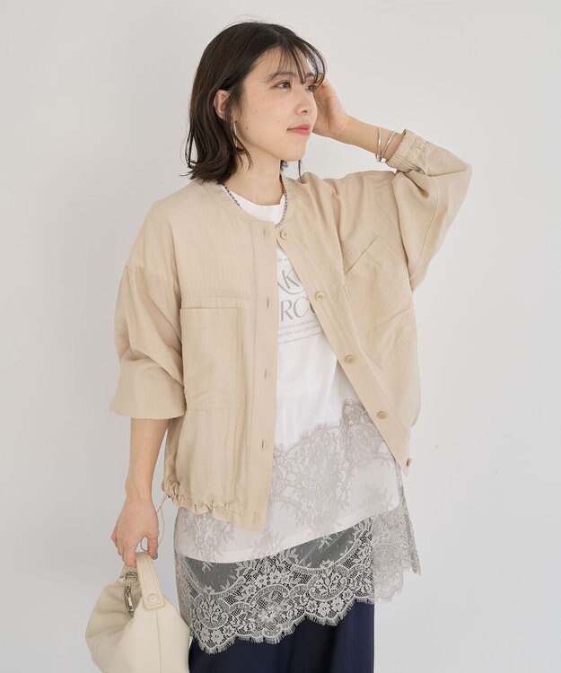 Green Parks シア‐シャツブルゾン Light Beige