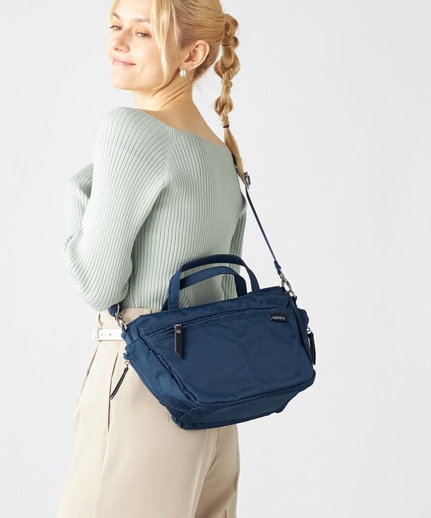 LA BAGAGERIE 【MONICA】サイドジップ2WAYトートバッグ ネイビー