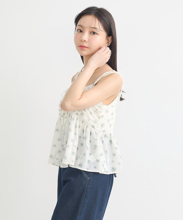 earth music&ecology 花柄ギャザーキャミビスチェ Light Green