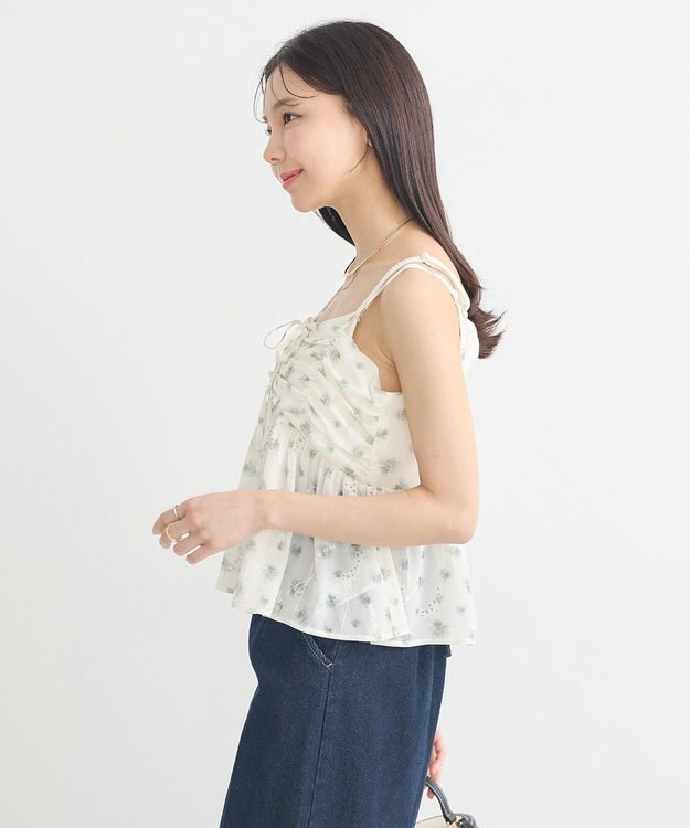 earth music&ecology 花柄ギャザーキャミビスチェ Light Green