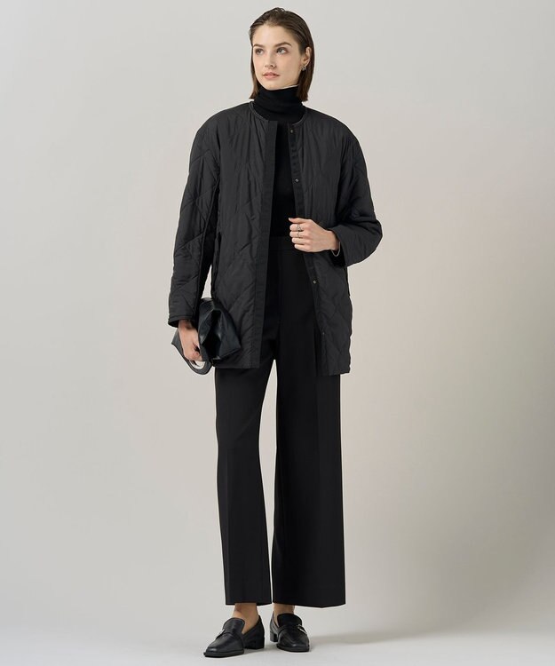 ICB L 【リバーシブル着用可能】 リバーシブルキルト ミドル丈コート チャコール×ブラック系