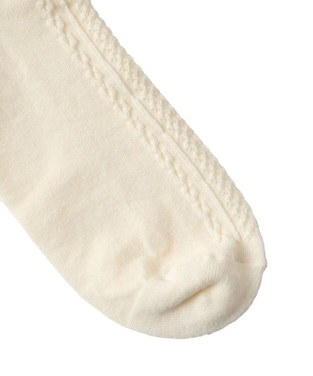 WEGO フリルリボンパターンクルーソックス ホワイトアイボリー