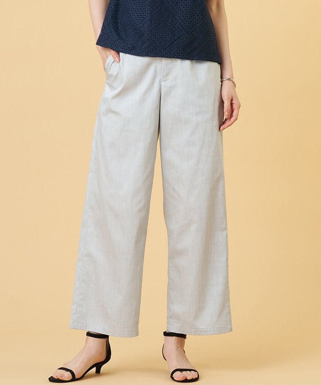 J.PRESS LADIES ソフトシャンブレー ストレートパンツ ライトグレー系