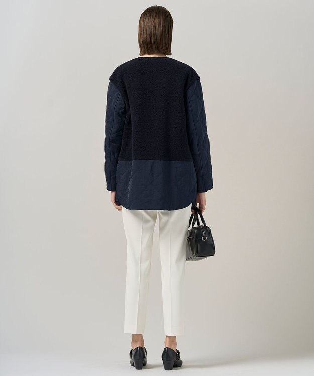 ICB L 【リバーシブル着用可能】 リバーシブルキルト ミドル丈コート ネイビー系