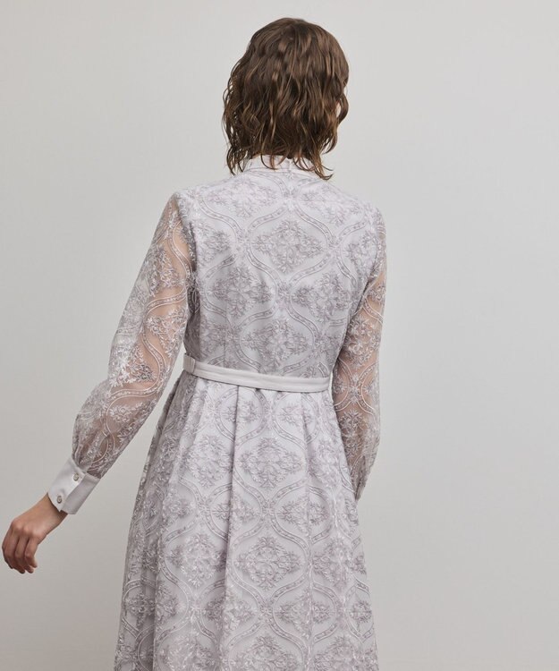 GRACE CONTINENTAL オーナメント刺繍フレアワンピース ラベンダー
