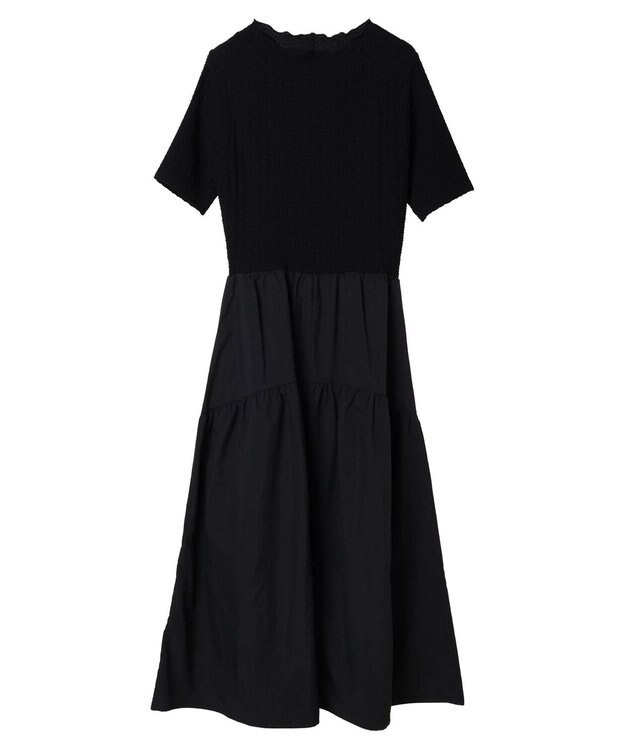 Green Parks しぼドッキングワンピース Black