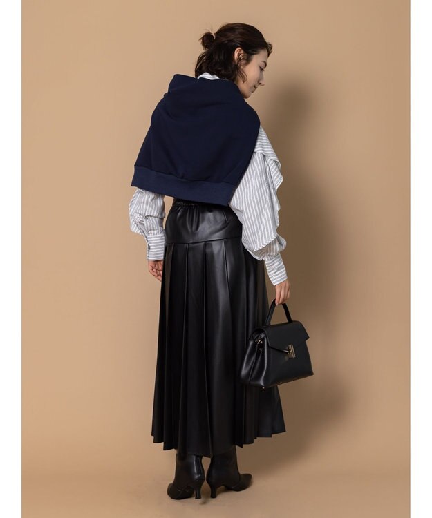 Te chichi 【泉 里香さん着用・Oggi.jp10/23掲載】レザータックプリーツスカート ブラック