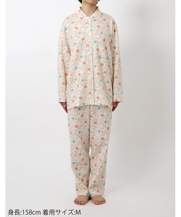 Wing パジャマ 長袖 長ズボン 綿混(本体) あったか レディース EP6013 ウイング／ワコール オレンジ