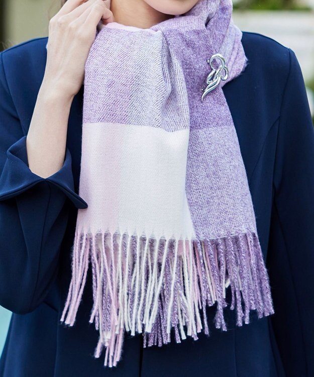 Tiaclasse 大判チェックマフラー パープル