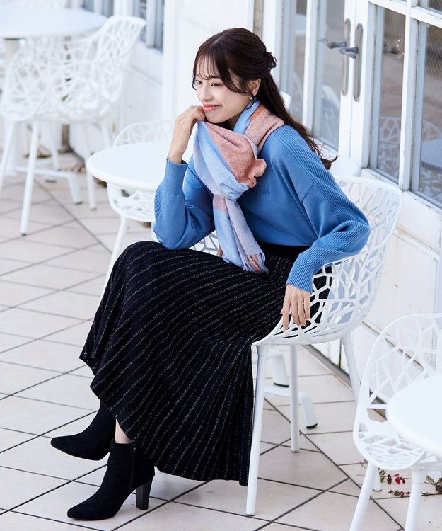 Tiaclasse 大判チェックマフラー オレンジ