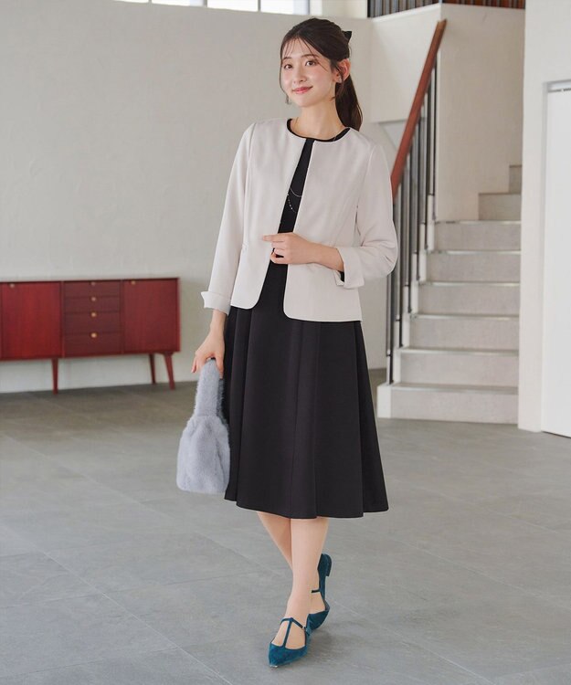 Tiaclasse 【安田美沙子さん着用・新色追加・洗える】ベロアラインフレアワンピース ブラック