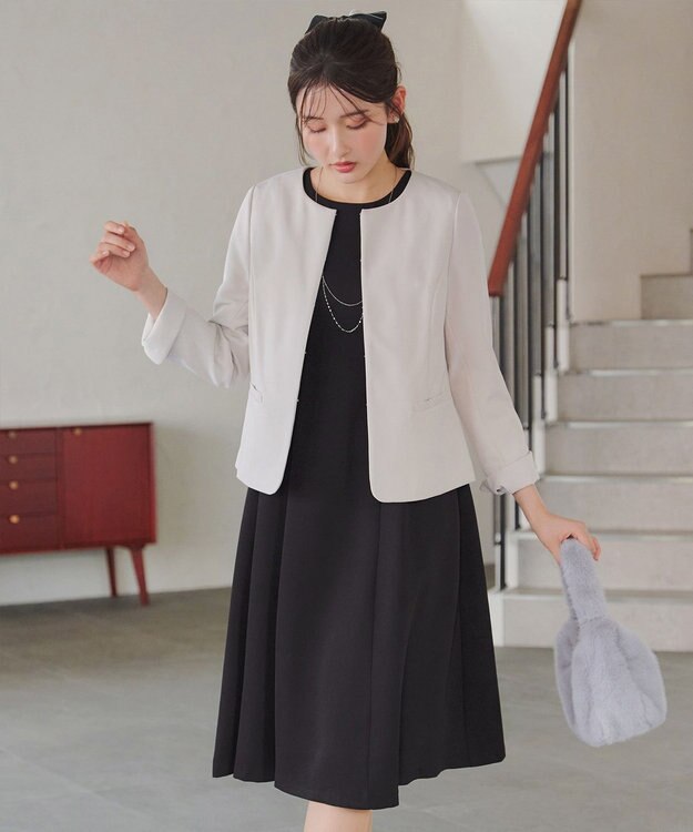 Tiaclasse 【安田美沙子さん着用・新色追加・洗える】ベロアラインフレアワンピース ブラック