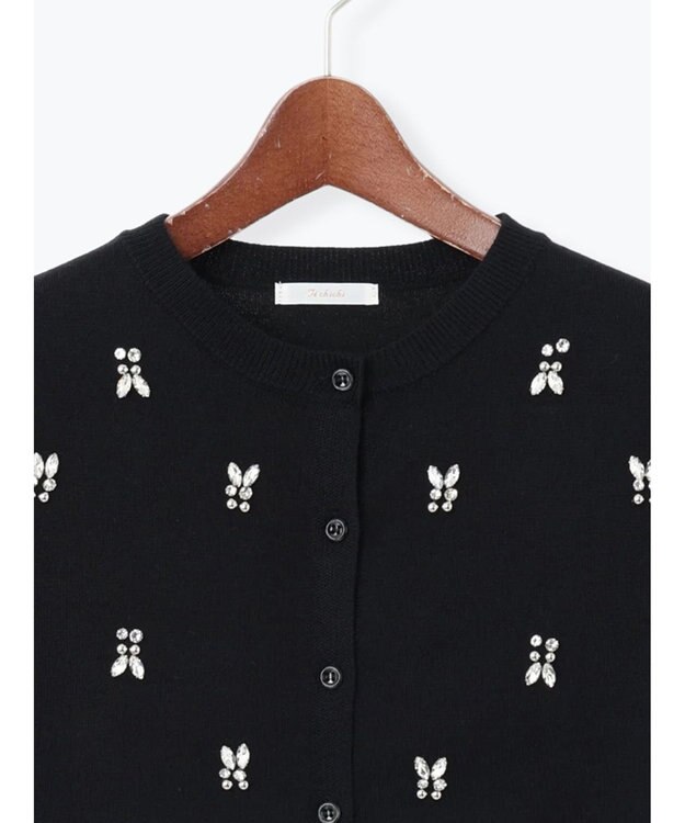 Te chichi ビジューニットコンパクトカーディガン ブラック