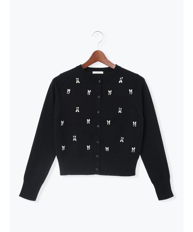 Te chichi ビジューニットコンパクトカーディガン ブラック