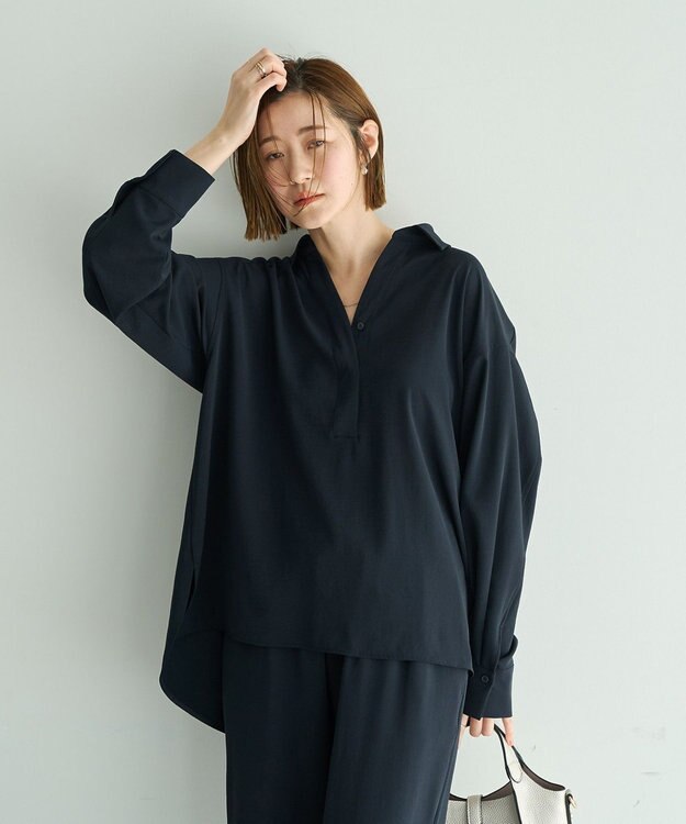 YECCA VECCA 【2点SET】スキッパーデザインセットアップ Navy