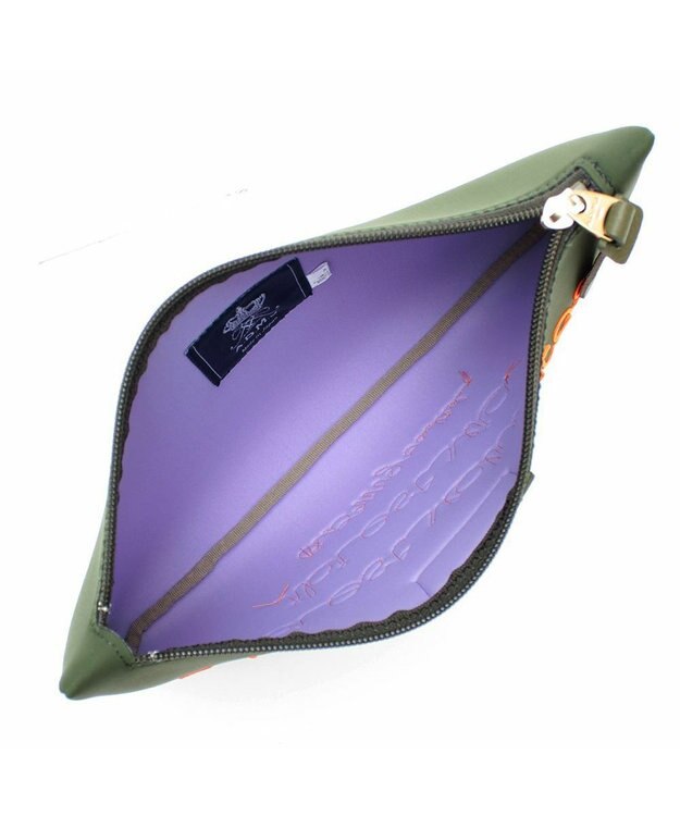 A.D.M.J. 【魔法の様に軽い】マジックライトコード刺しゅうフラットポーチ2セット(S・M) カーキ