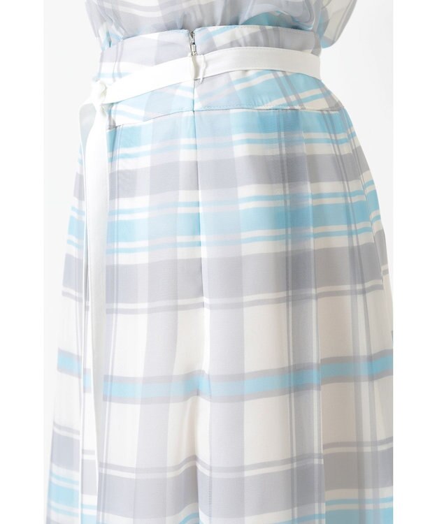DAKS 50th アニバーサリーチェック シフォン レイヤードスカート ブルー